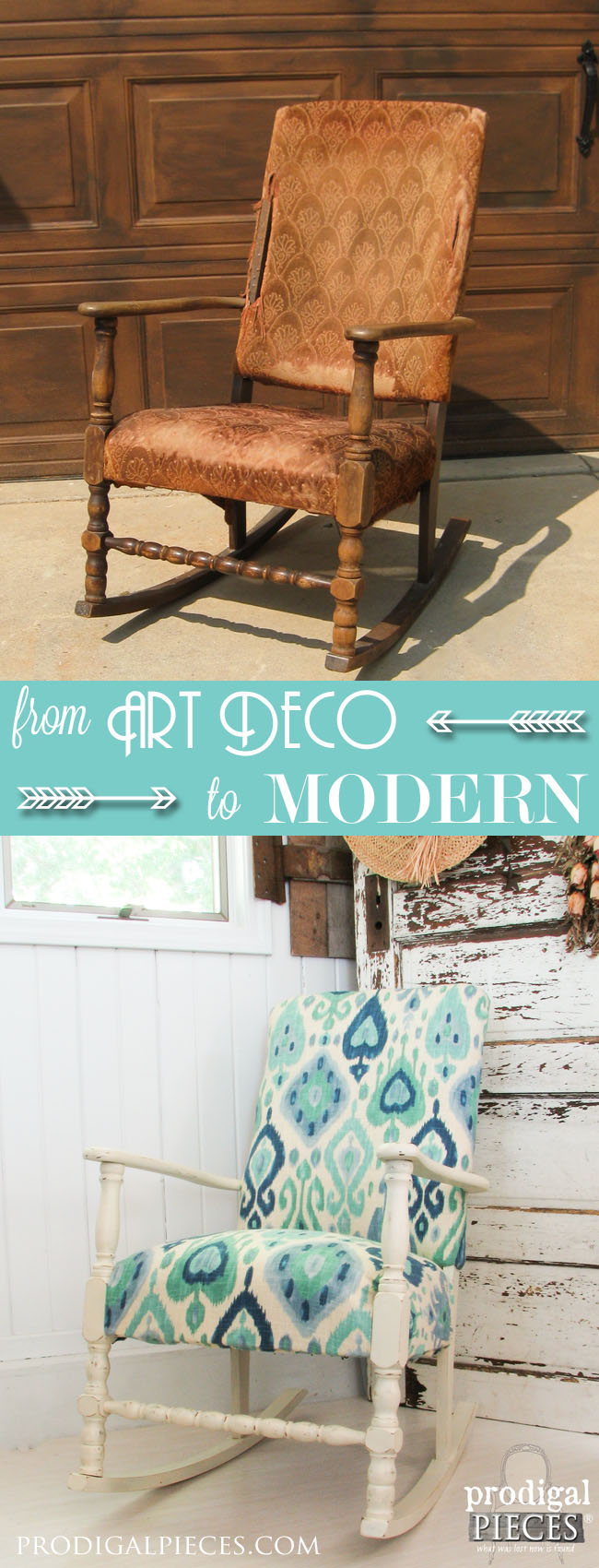 Worn out Art Deco Rocking Chair Gets a Modern Ikat Facelift by Prodigal Pieces | prodigalpieces.com