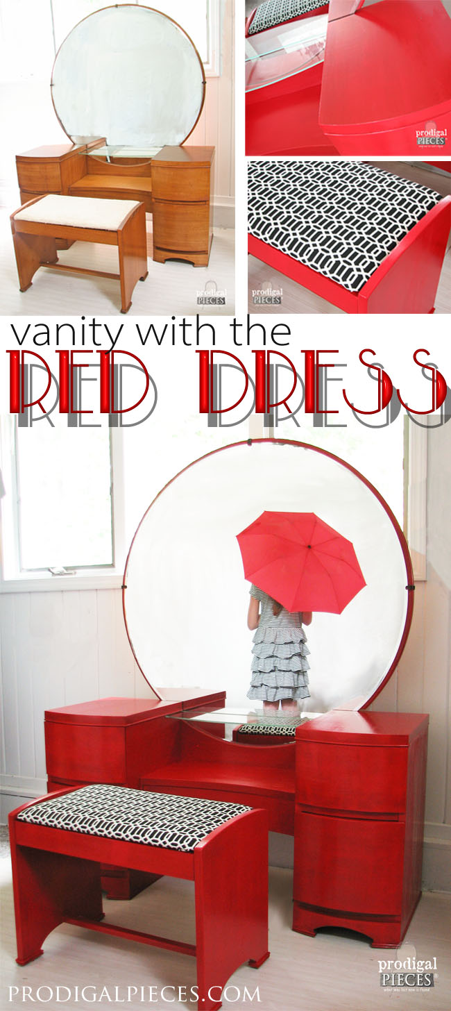 Vintage Art Deco Dressing Table Gets a Licorice Stick Red Makeover by Prodigal Pieces | prodigalpieces.com