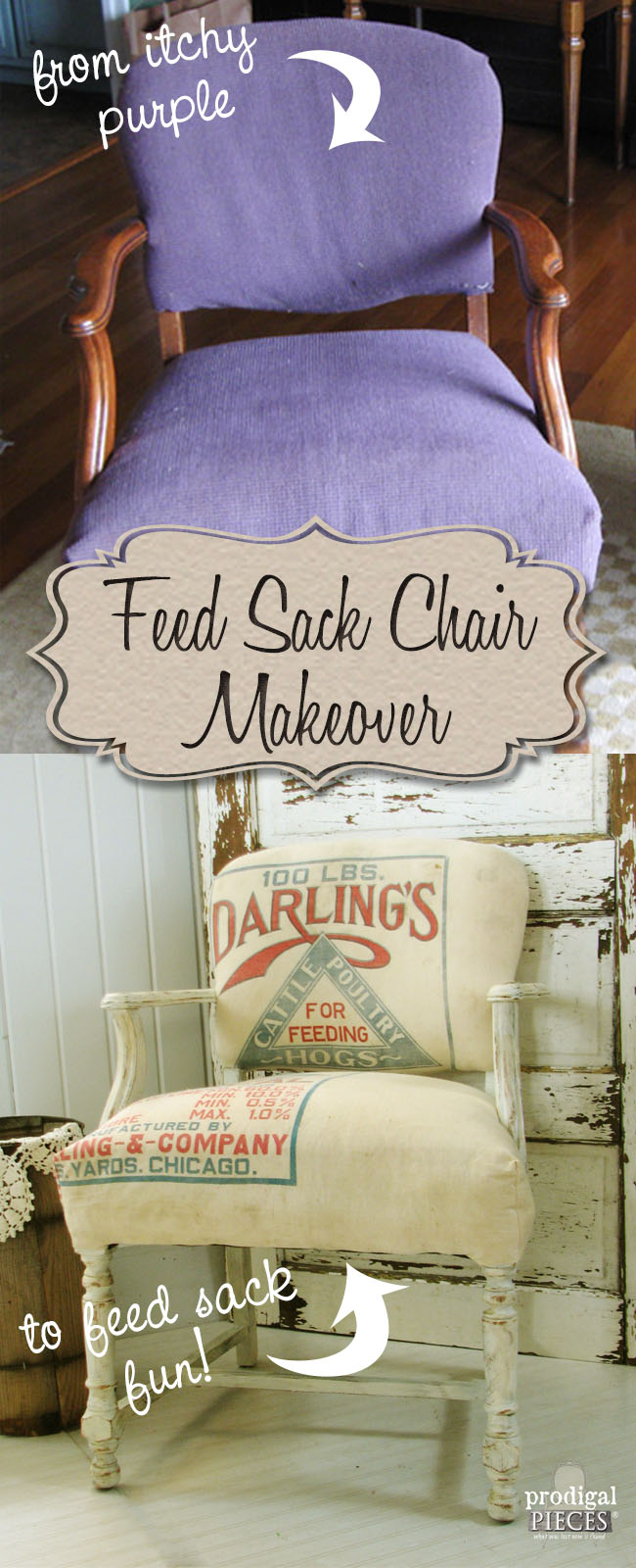 Vintage Chair Gets Feed Sack Makeover by Prodigal Pieces | www.prodigalpieces.com