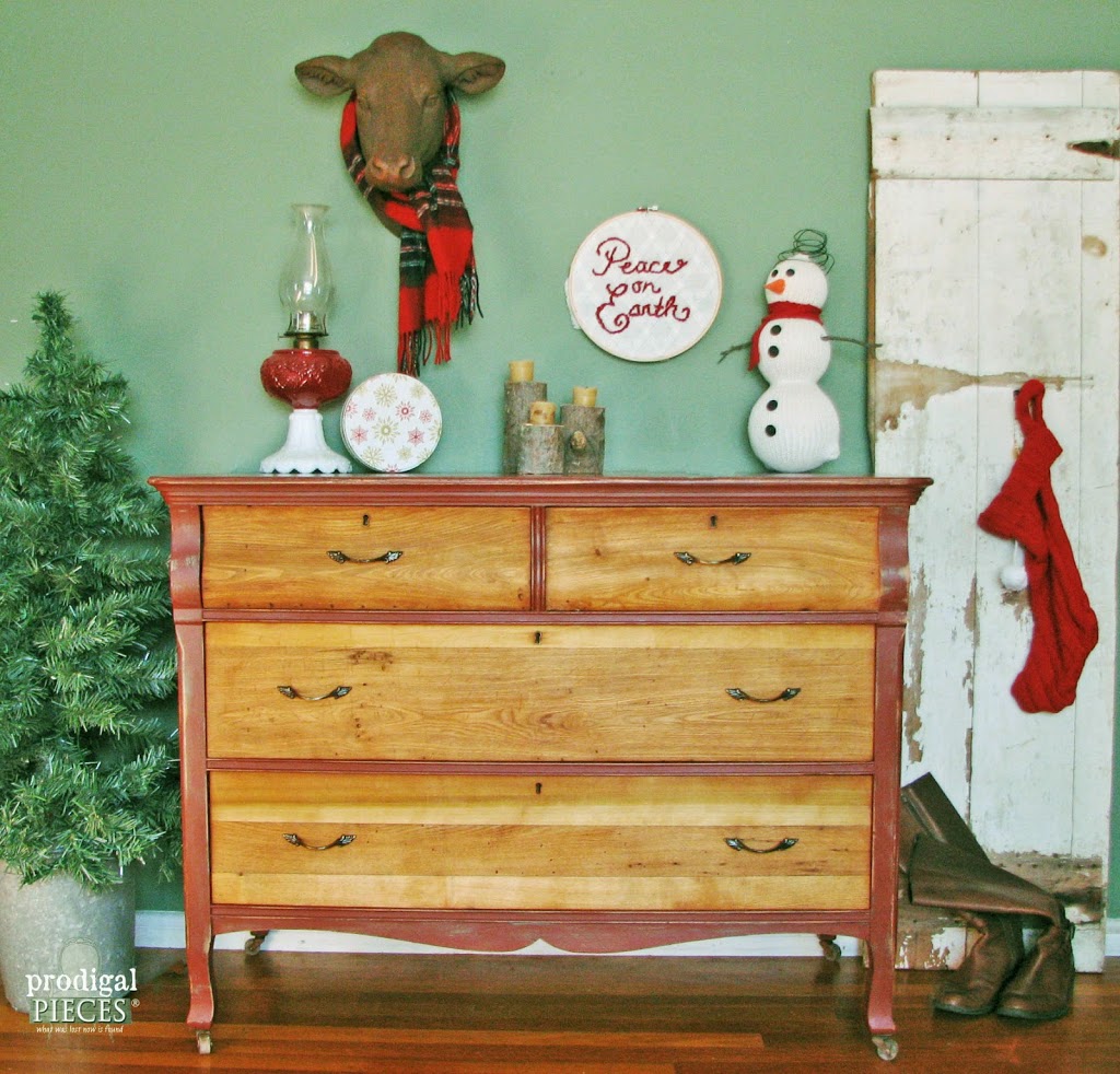 Farmhouse Dresser Makeover ~ Rustic & Red