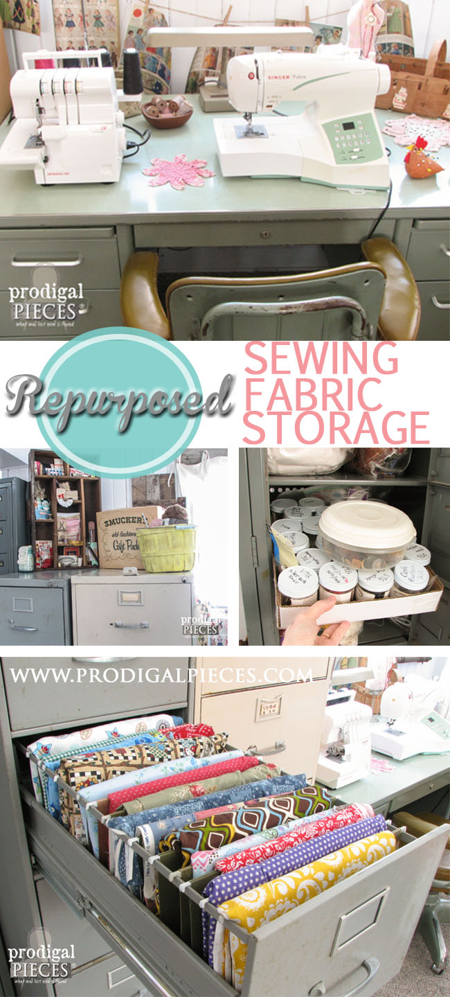 Repurposed Industrial Style Sewing Storage Using a Filing Cabinet by Prodigal Pieces | www.prodigalpieces.com 