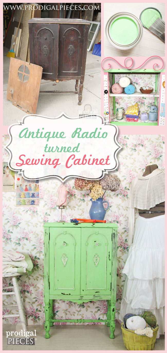 Antique Stereo Repurposed Into Sewing Cabinet by Prodigal Pieces | www.prodigalpieces.com