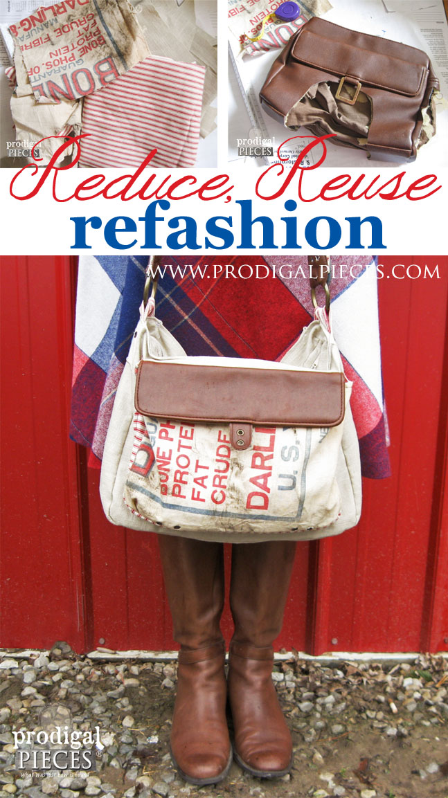 Handmade Feedsack, Linen, and Leather Purse by Prodigal Pieces | prodigalpieces.com prodigalpieces
