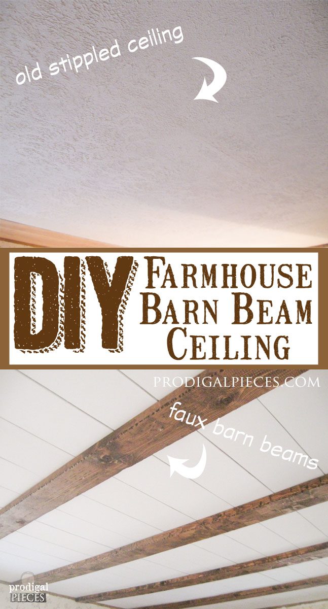 DIY Faux Farmhouse Barn Beam Ceiling by Prodigal Pieces www.prodigalpieces.com prodigalpieces