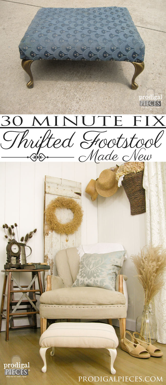 30 Minute Thritfted Footstool Makeover by Prodigal Pieces | www.prodigalpieces.com