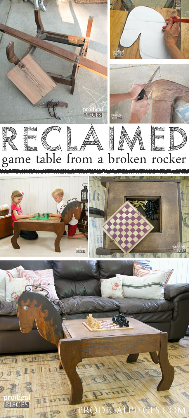 Antique Rocker Base Repurposed into Game Table by Prodigal Pieces | prodigalpieces.com