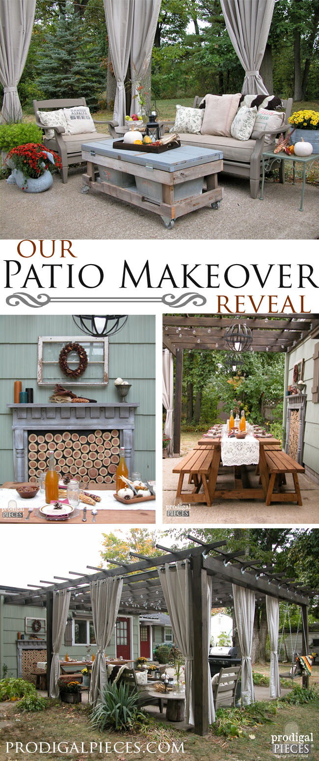 DIY Patio Makeover Complete with Pergola all done on a budget by a family of 8 by Prodigal Pieces | www.prodigalpieces.com