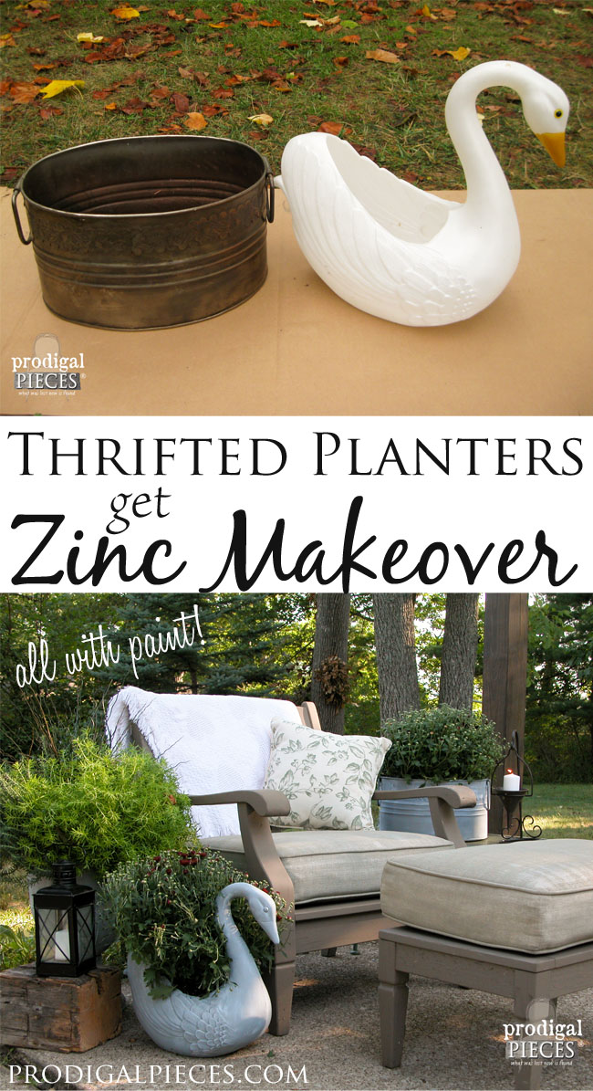 Two Thrifted Planters Get Faux Zinc Makeover by Prodigal Pieces | www.prodigalpieces.com