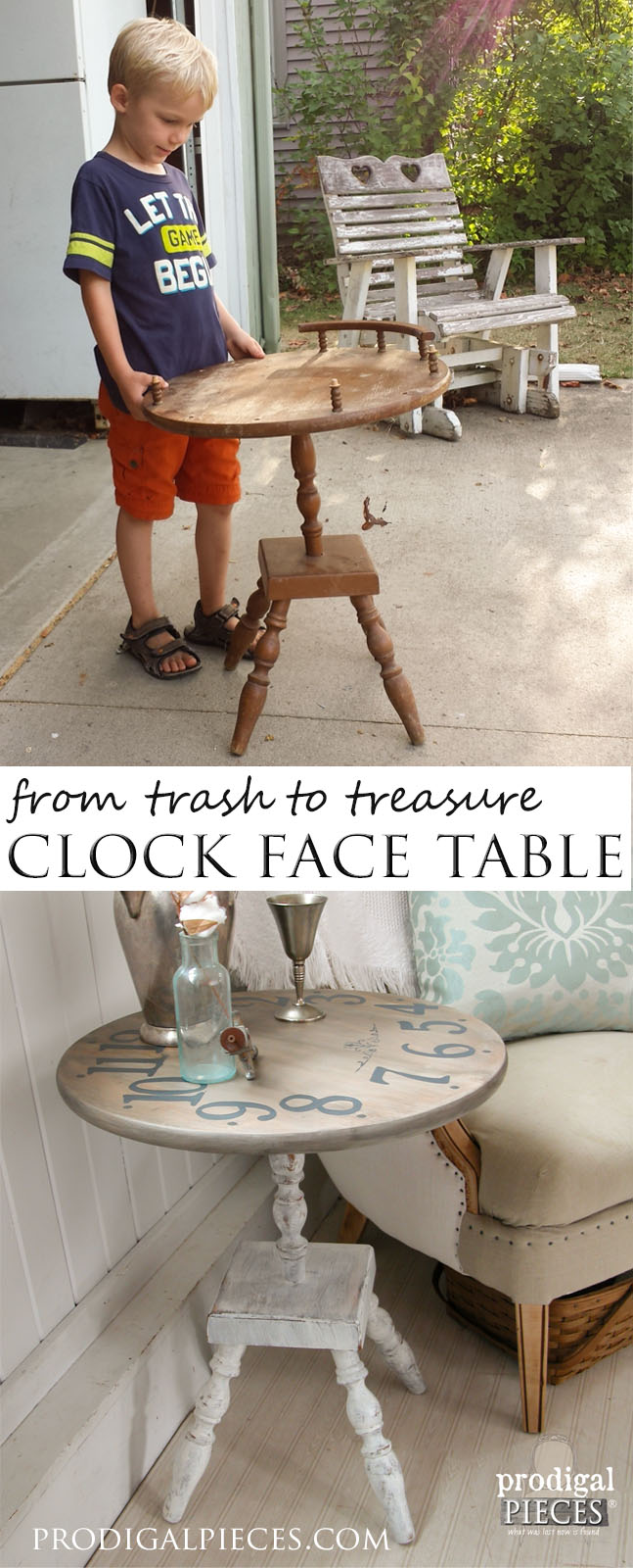 Clock Face Table from Trashure Finds by Prodigal Pieces | prodigalpieces.com