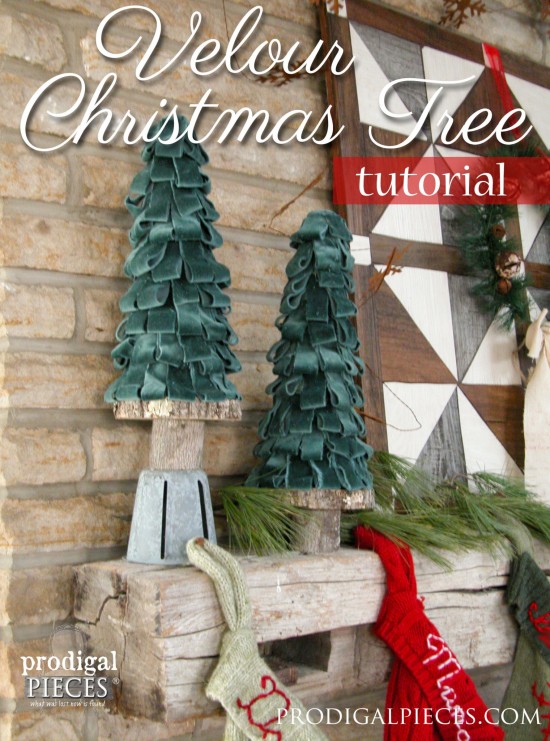 Create these beautiful velour Christmas trees using a few basic supplies and repurposed parts. Come get the DIY tutorial at Prodigal Pieces | prodigalpieces.com