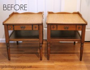 Vintage End Tables Before by Girl in the Garage
