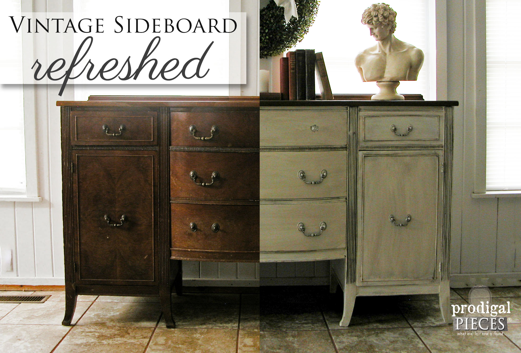 Vintage Sideboard Refreshed with Stain and Paint by Prodigal Pieces | www.prodigalpieces.com