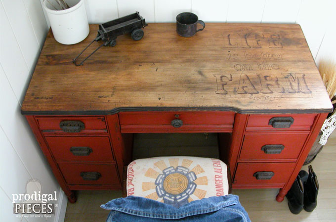 Farmhouse Desk Rescue with Woodburning