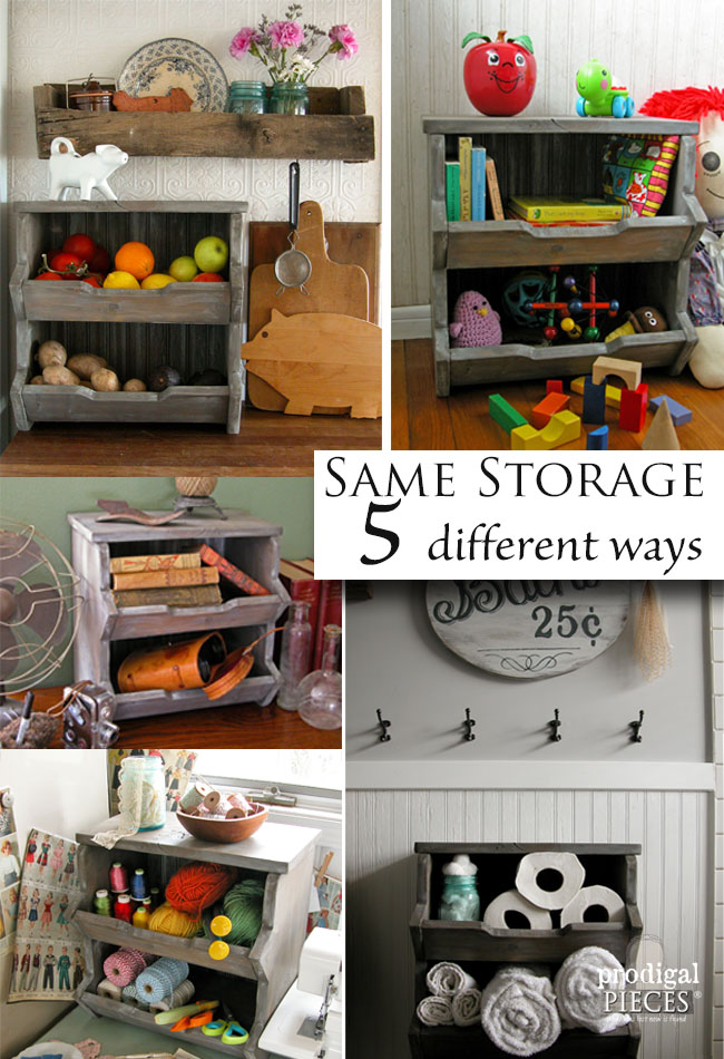 Same DIY Storage Bin 5 Different Ways with Tutorial by Prodigal Pieces | prodigalpieces.com