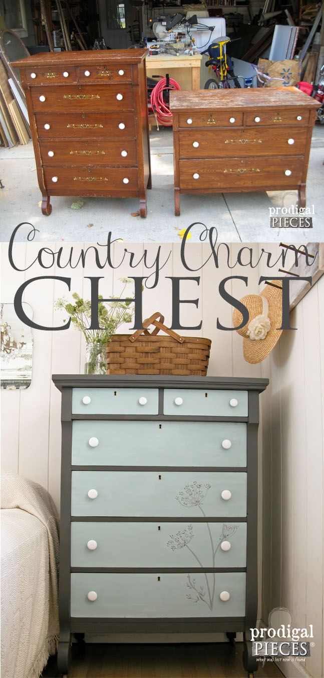 Vintage Empire Chest Gets Country Charm Makeover with Queen Anne's Lace Flowers by Prodigal Pieces | www.prodigalpieces.com