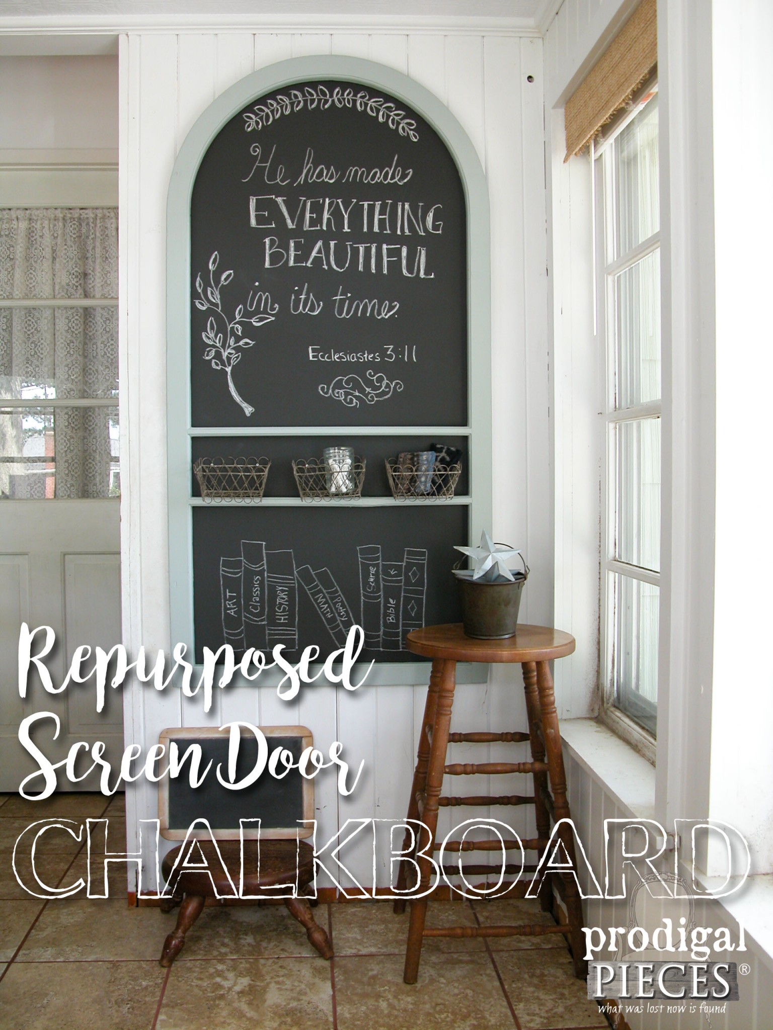 Repurposed Screen Door Turned Chalkboard Wall Art by Prodigal Pieces | www.prodigalpieces.com