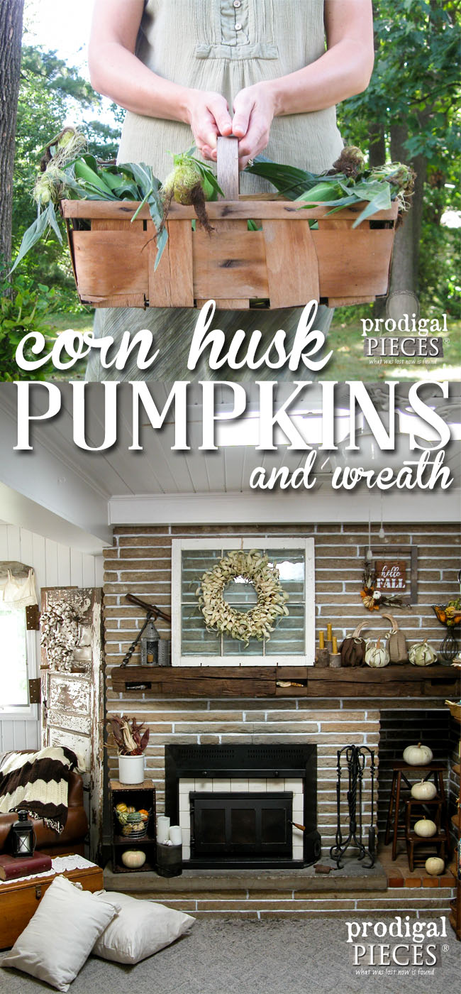 Rustic DIY Farmhouse Corn Husk Pumpkins and Wreath Tutorial by Prodigal Pieces | prodigalpieces.com