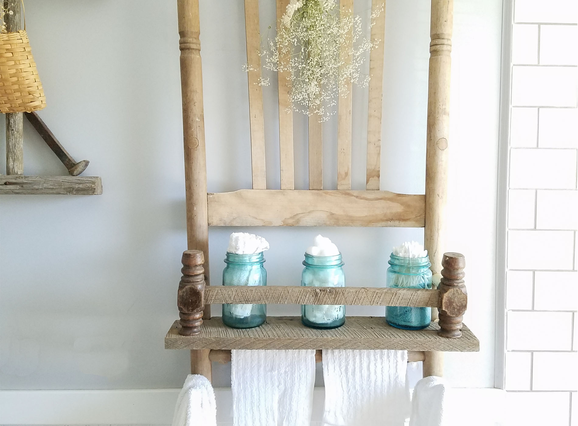 Broken Chair Repurposed into Shelf