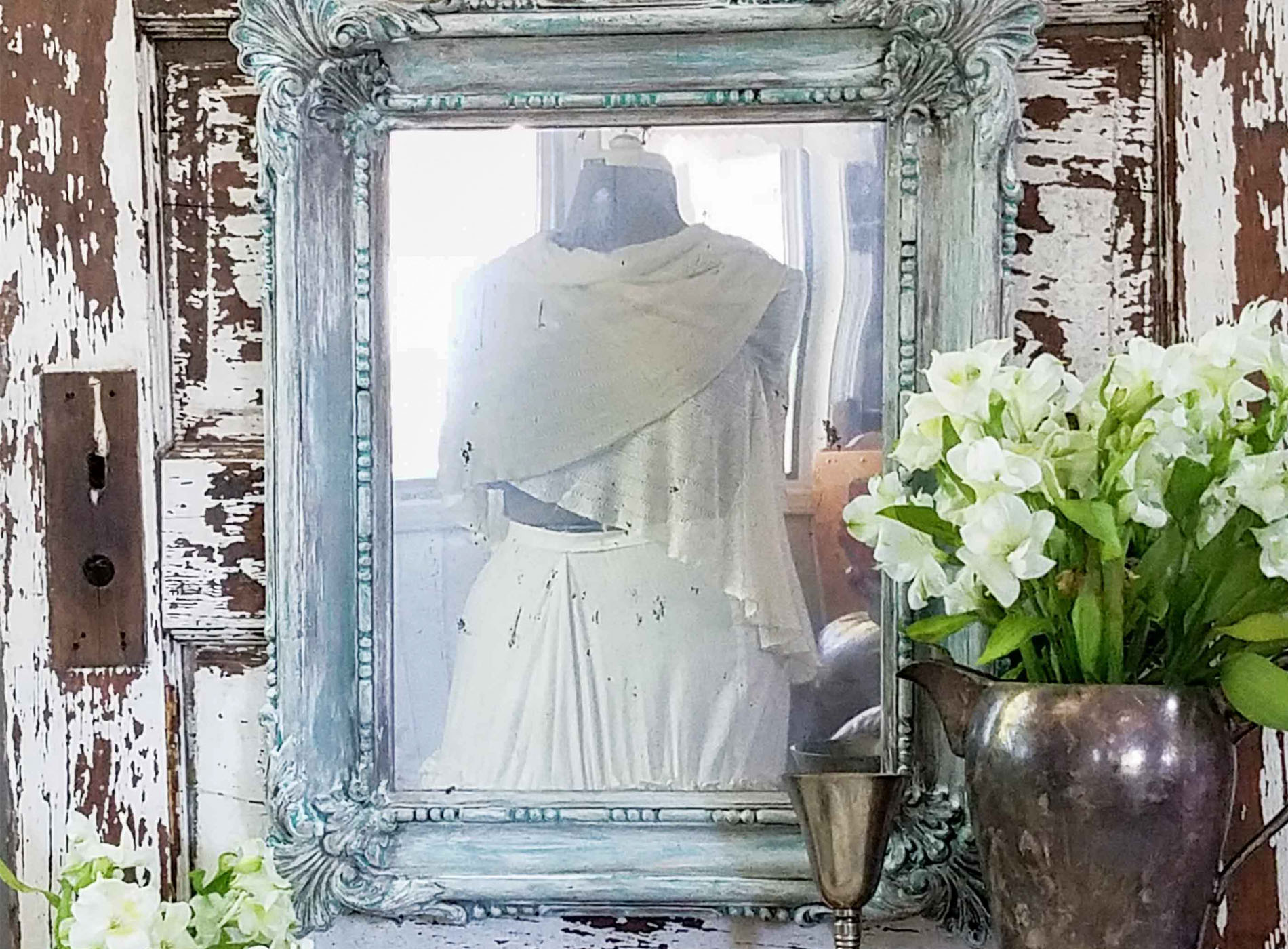 Faux Aged Mirror from Thrift Store Art