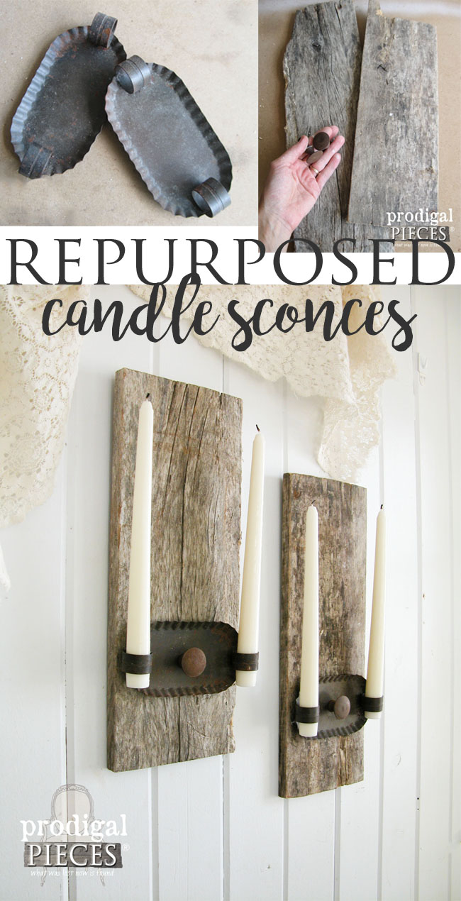 Rustic Farmhouse Repurposed Candles Sconces by Prodigal Pieces | www.prodigalpieces.com