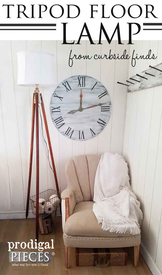 DIY Tripod Floor Lamp from Surveyors Tripod | prodigalpieces.com
