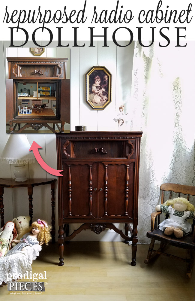Repurposed Radio Cabinet Turned into Whimsical Dollhouse by Prodigal Pieces | www.prodigalpieces.com