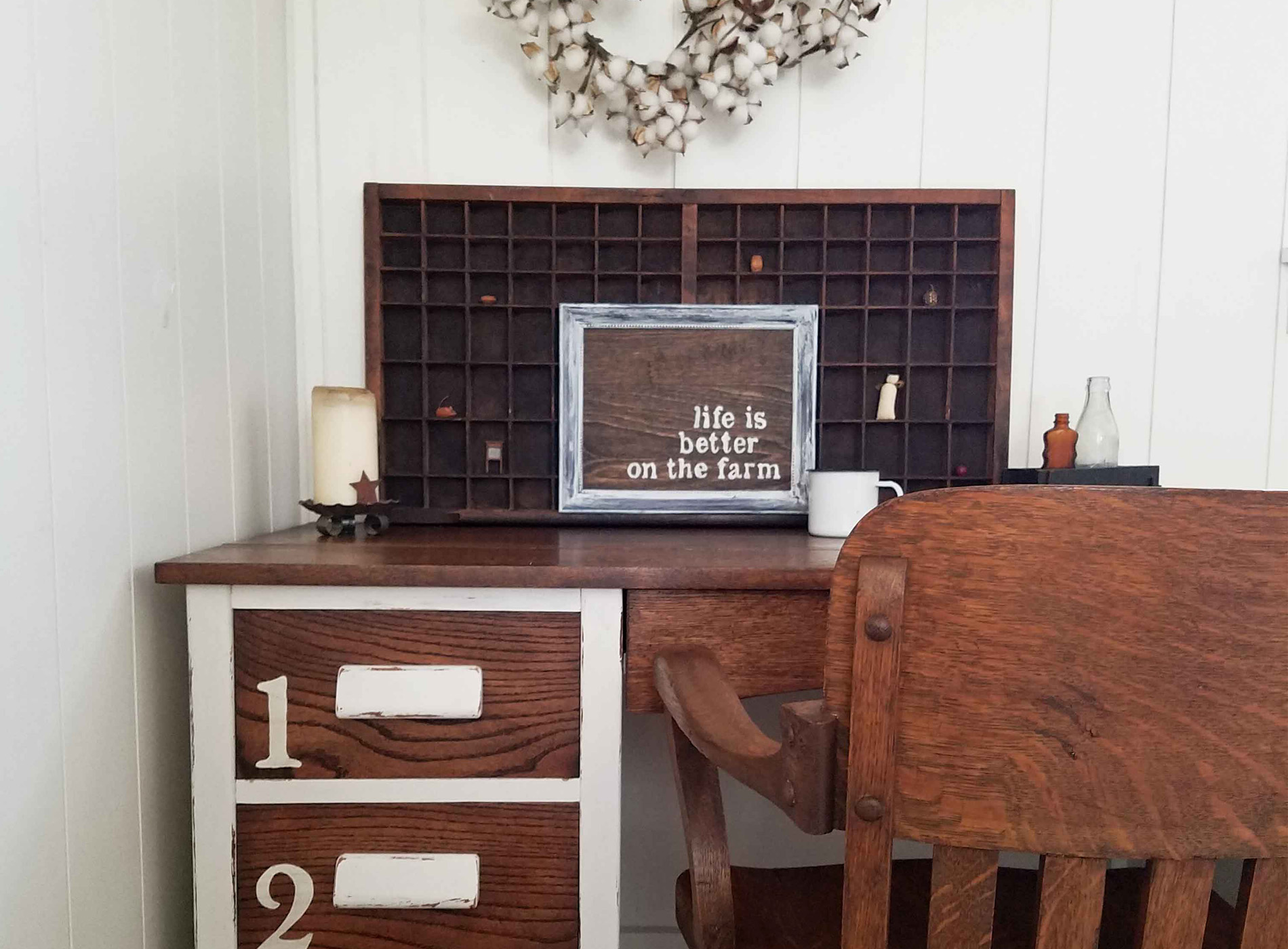 Oak Desk with Industrial Farmhouse Flair