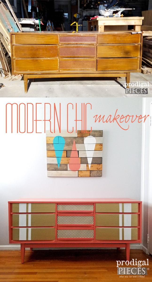 Modern Chic Makeover of a Vintage Mid Century Modern Dresser by Prodigal Pieces | prodigalpieces.com