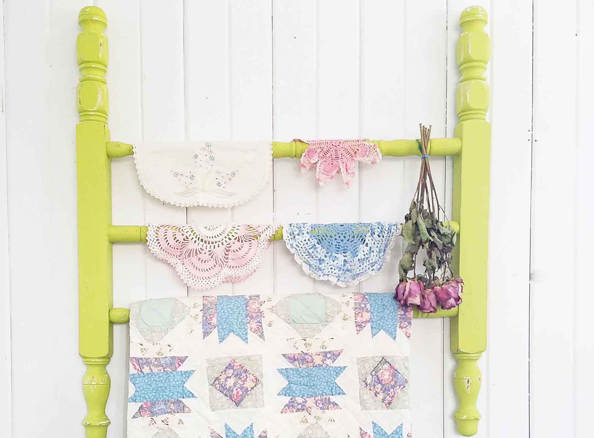DIY Quilt Rack from Repurposed Parts
