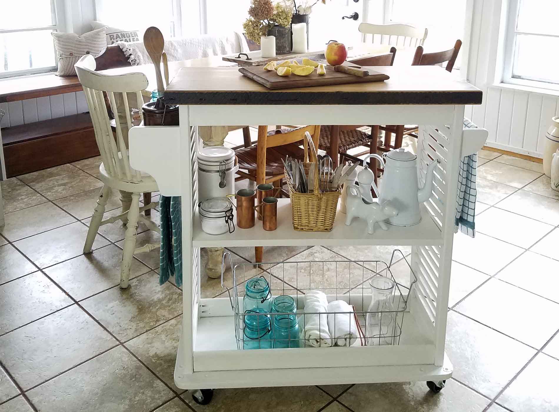 Kitchen Island Cart from Repurposed Materials