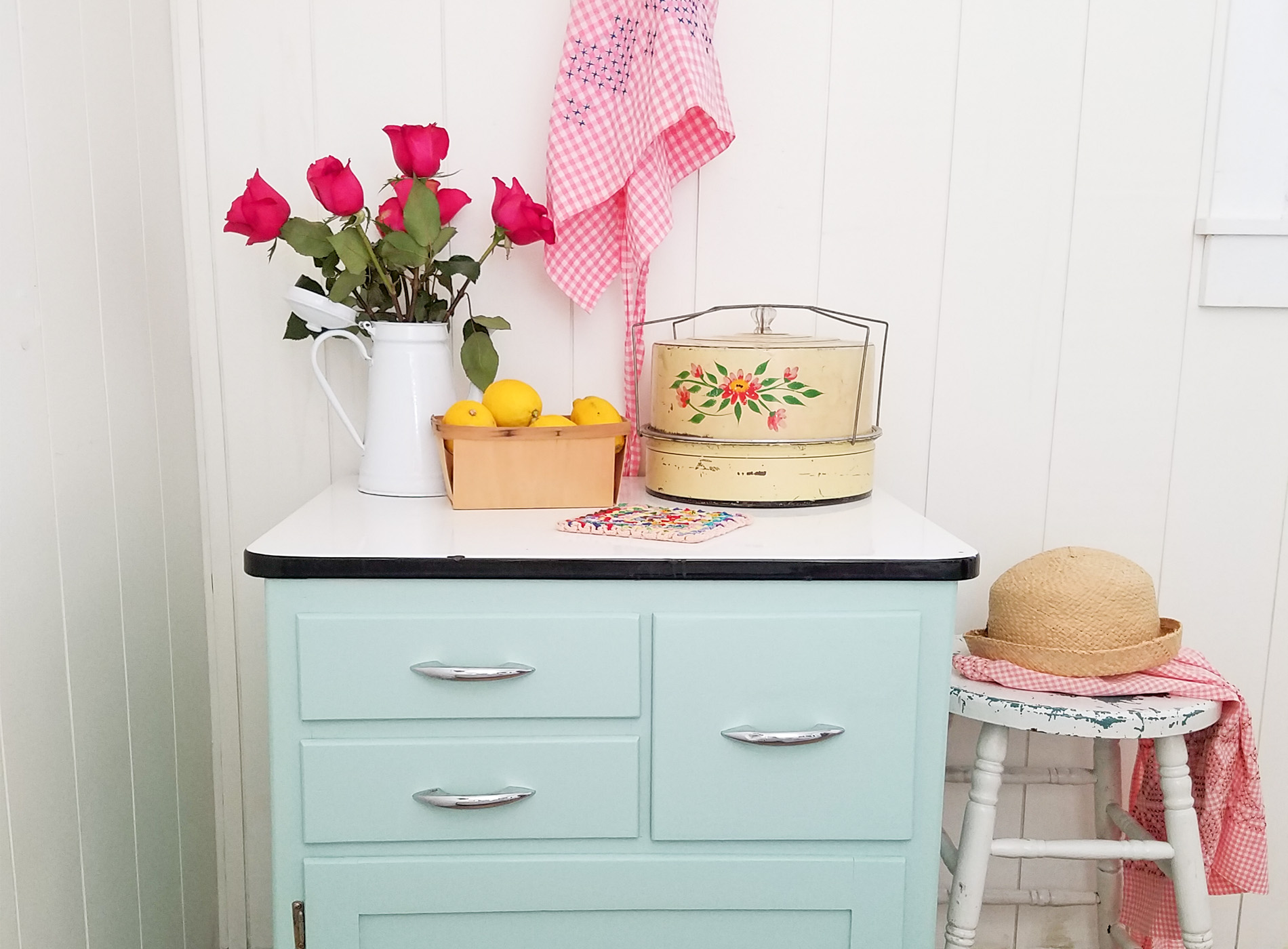 Enamel Cabinet Makeover ~ Cottage Style