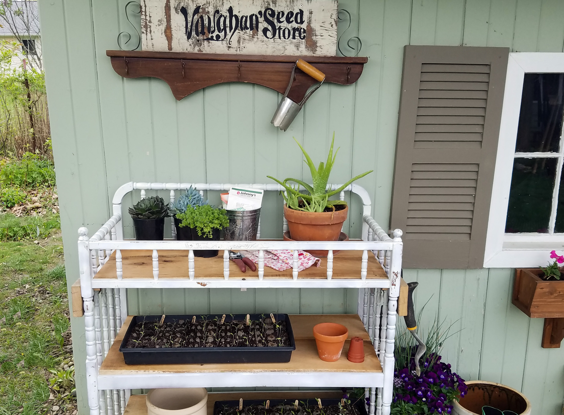 Repurposed Changing Table Potting Bench