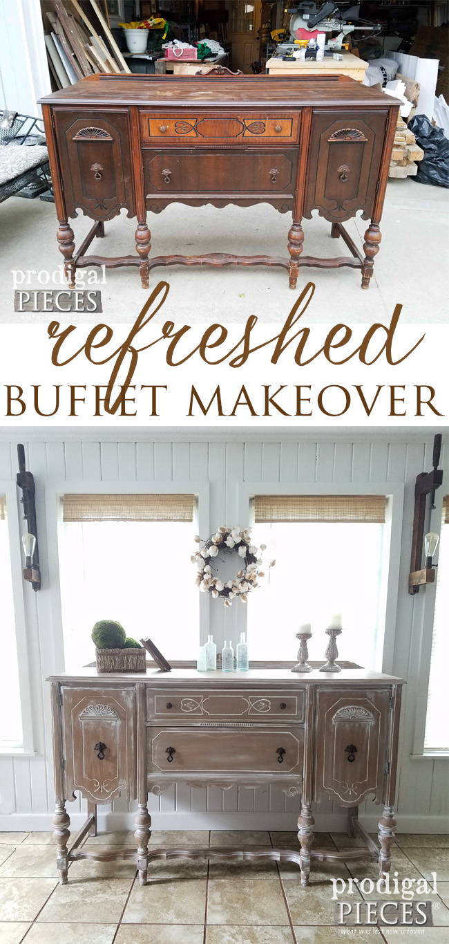 An Antique Buffet gets a stunning makeover using a glazing technique. Come see the pop of color that lies inside. By Prodigal Pieces | prodigalpieces.com