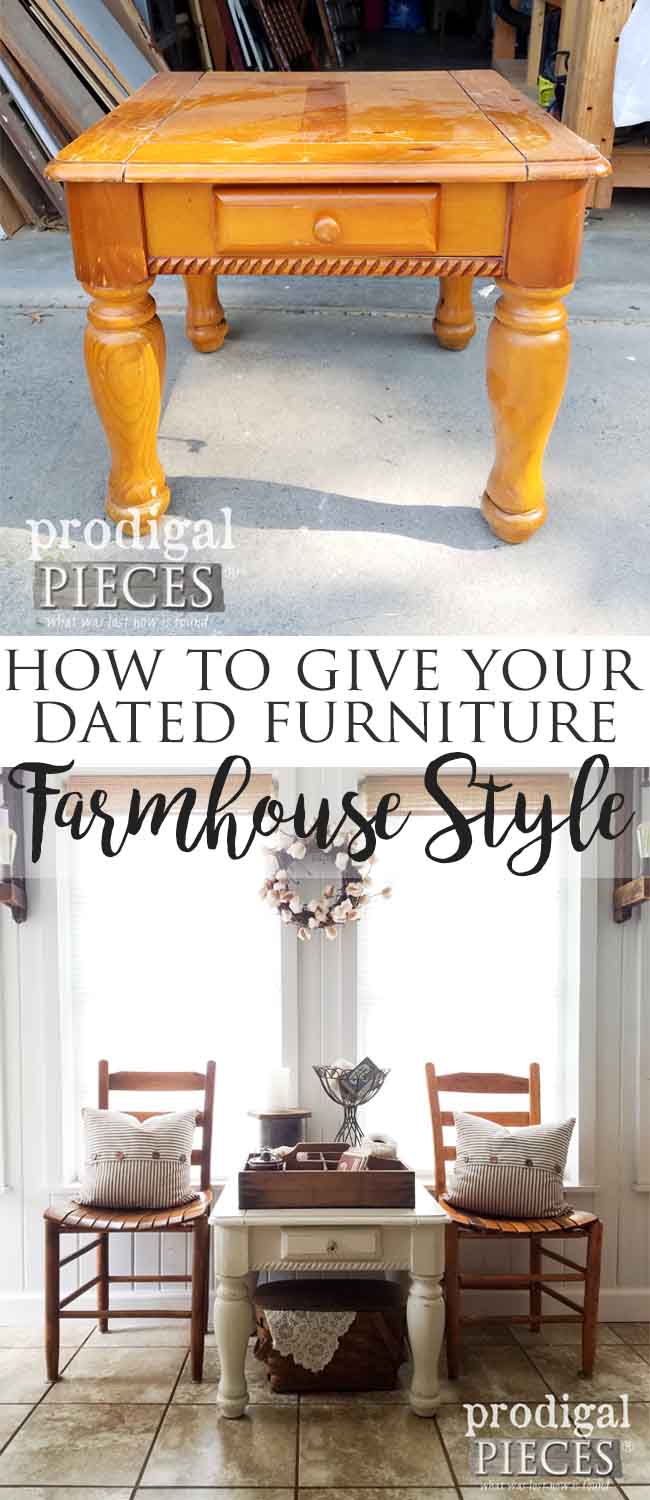 Want the farmhouse look, but on a budget? Let Prodigal Pieces show you how easy it can be. A farmhouse side table makeover you'll want to see. | Prodigal Pieces | prodigalpieces.com