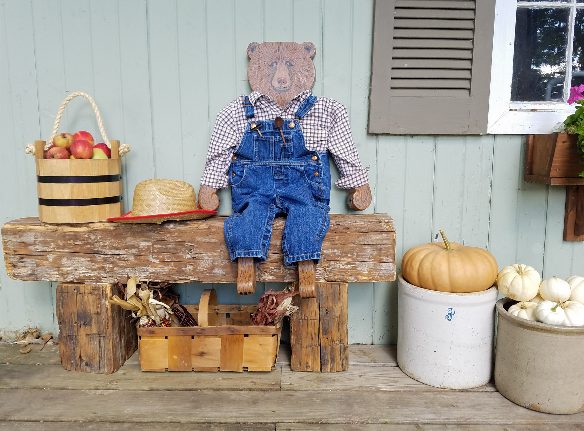 Reclaimed Barn Beam Bench & Harvey the Bear