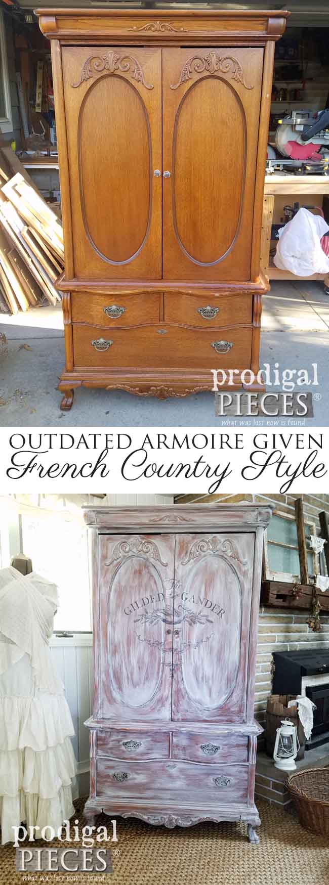With NO PREP WORK, this French country armoire was given a new look in a day. Come see how easy it can be with the right tools and technique. Head to Prodigal Pieces | prodigalpieces.com