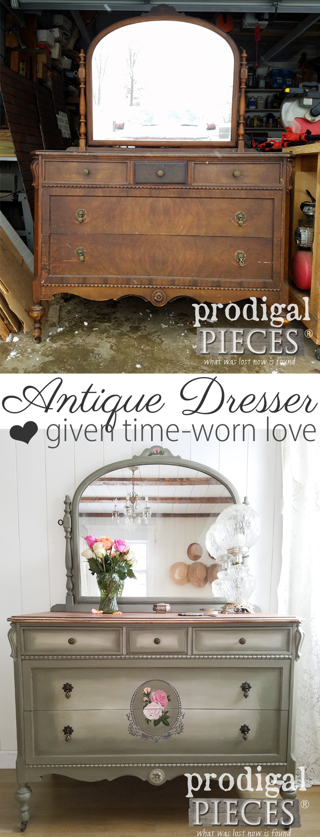A tired and worn antique dresser gets the new look of a lifetime. Larissa of Prodigal Pieces tackles the damage to bring it new life. Read the story at prodigalpieces.com