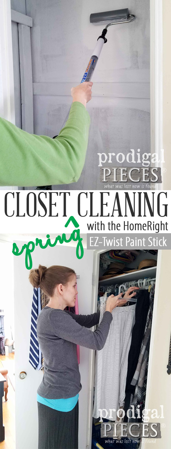 Don't wait another day! Get your closet spring cleaning done in a day with the HomeRigth EZ-Twist Paint Stick. It saves you time and money with less mess and more DIY time. See the video tutorial by Larissa of Prodigal Pieces at prodigalpieces.com