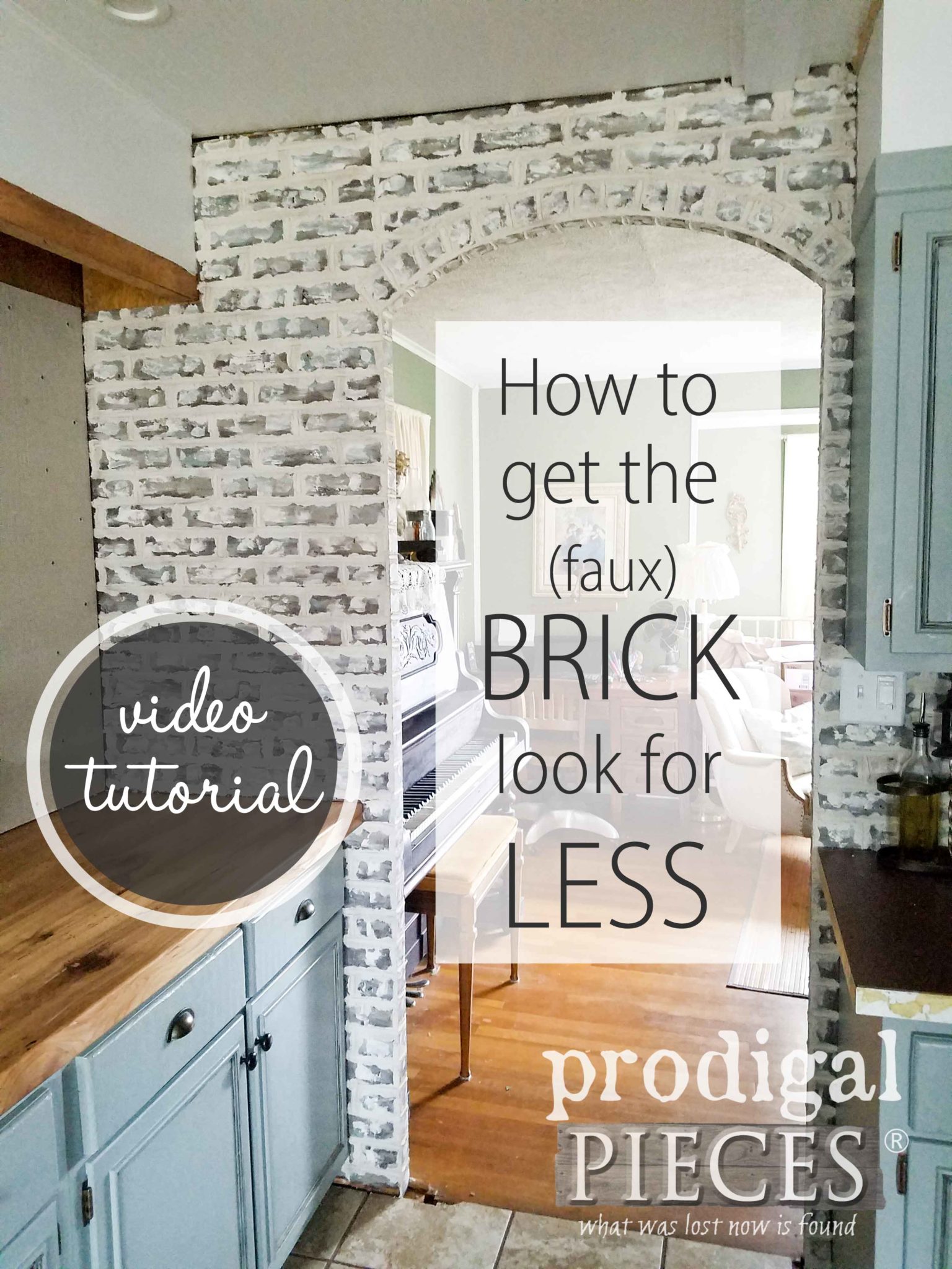 Create the look of whitewashed (German schmear) brick and spend half the money. Easy video tutorial by Larissa of Prodigal Pieces | prodigalpieces.com