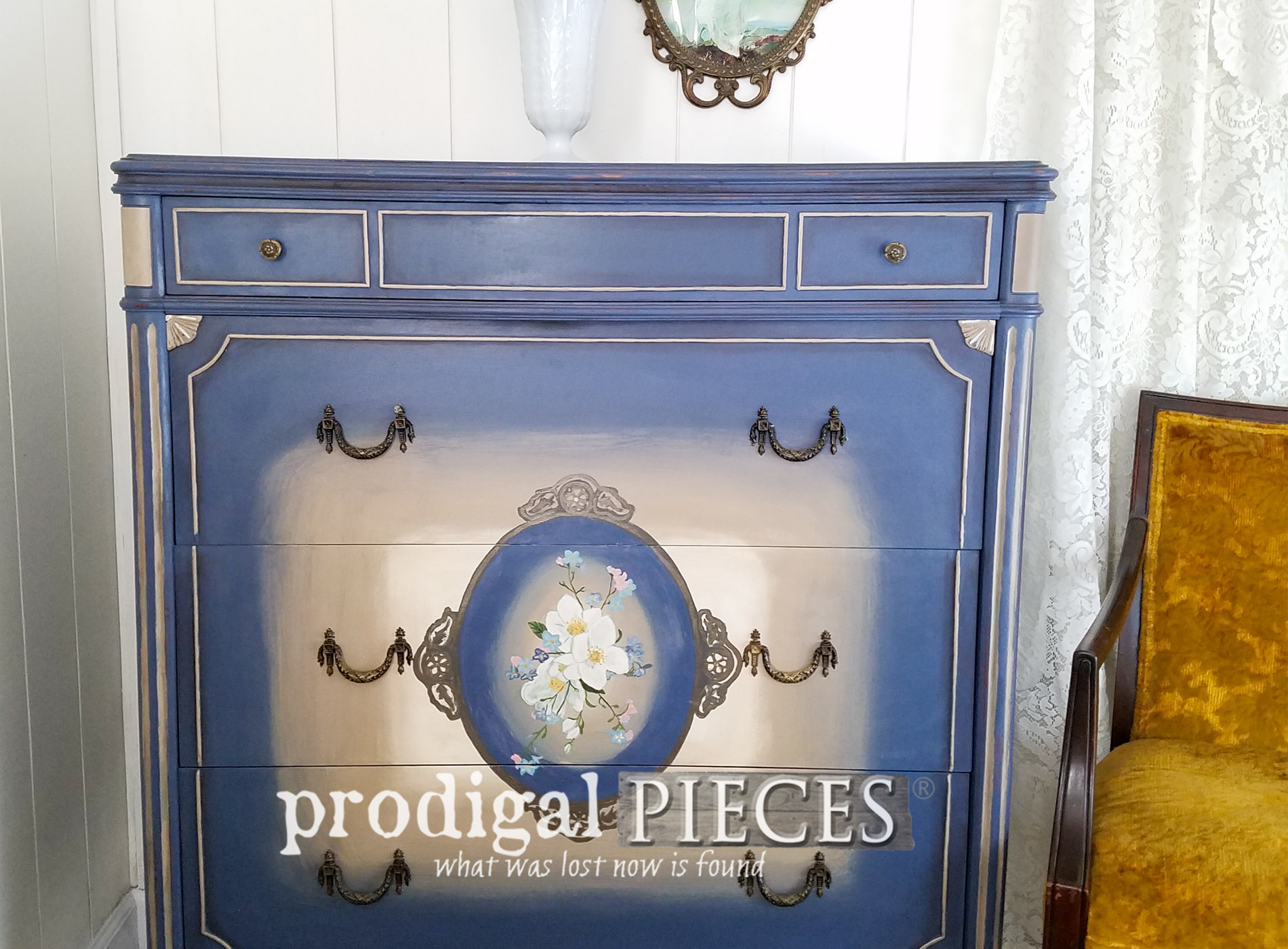 Antique Chest of Drawers ~ Hand-Painted Florals