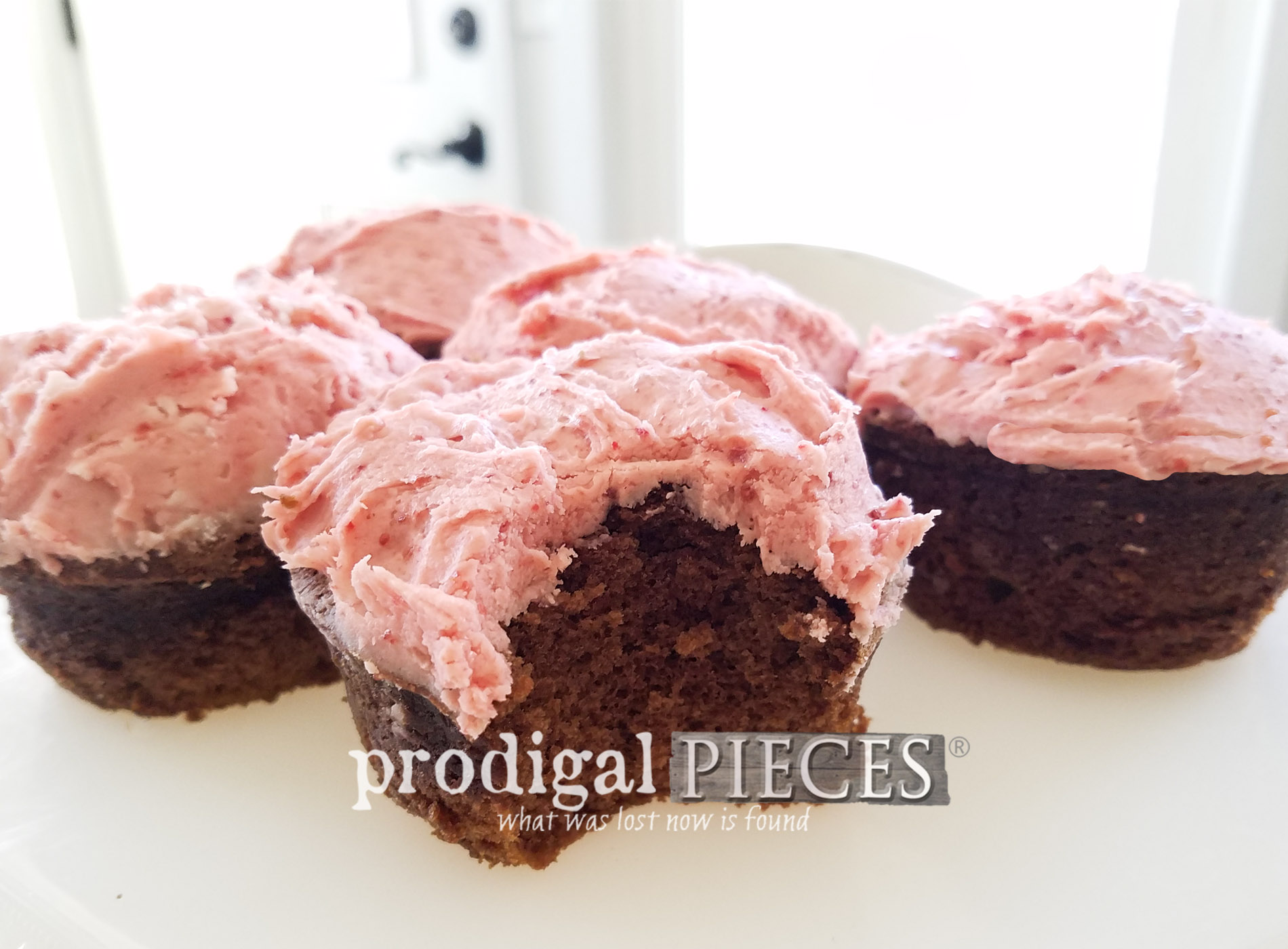 Grain-Free Chocolate Cupcakes with REAL Strawberry Frosting