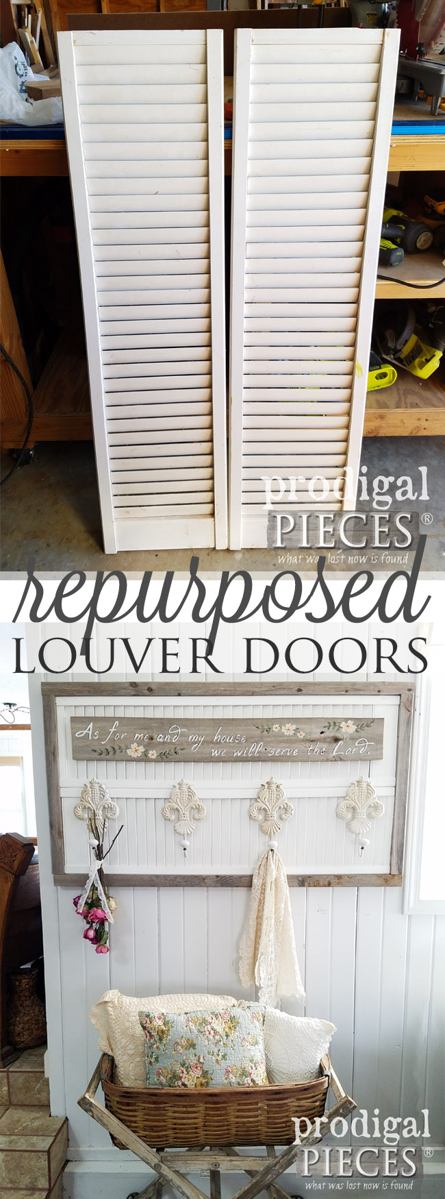 Who would have thought repurposed louver doors could look so good? Larissa of Prodigal Pieces made a functional and stylish coat or towel rack perfect for your home. Come get the DIY details at Prodigal Pieces | prodigalpieces.com