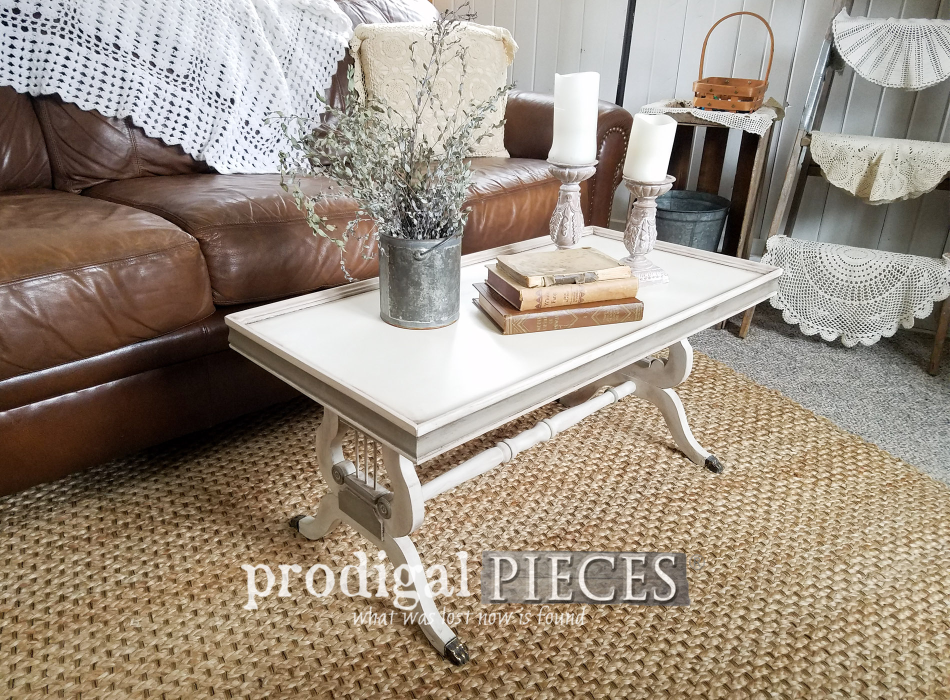 Antique Lyre Coffee Table Rescued & Restored