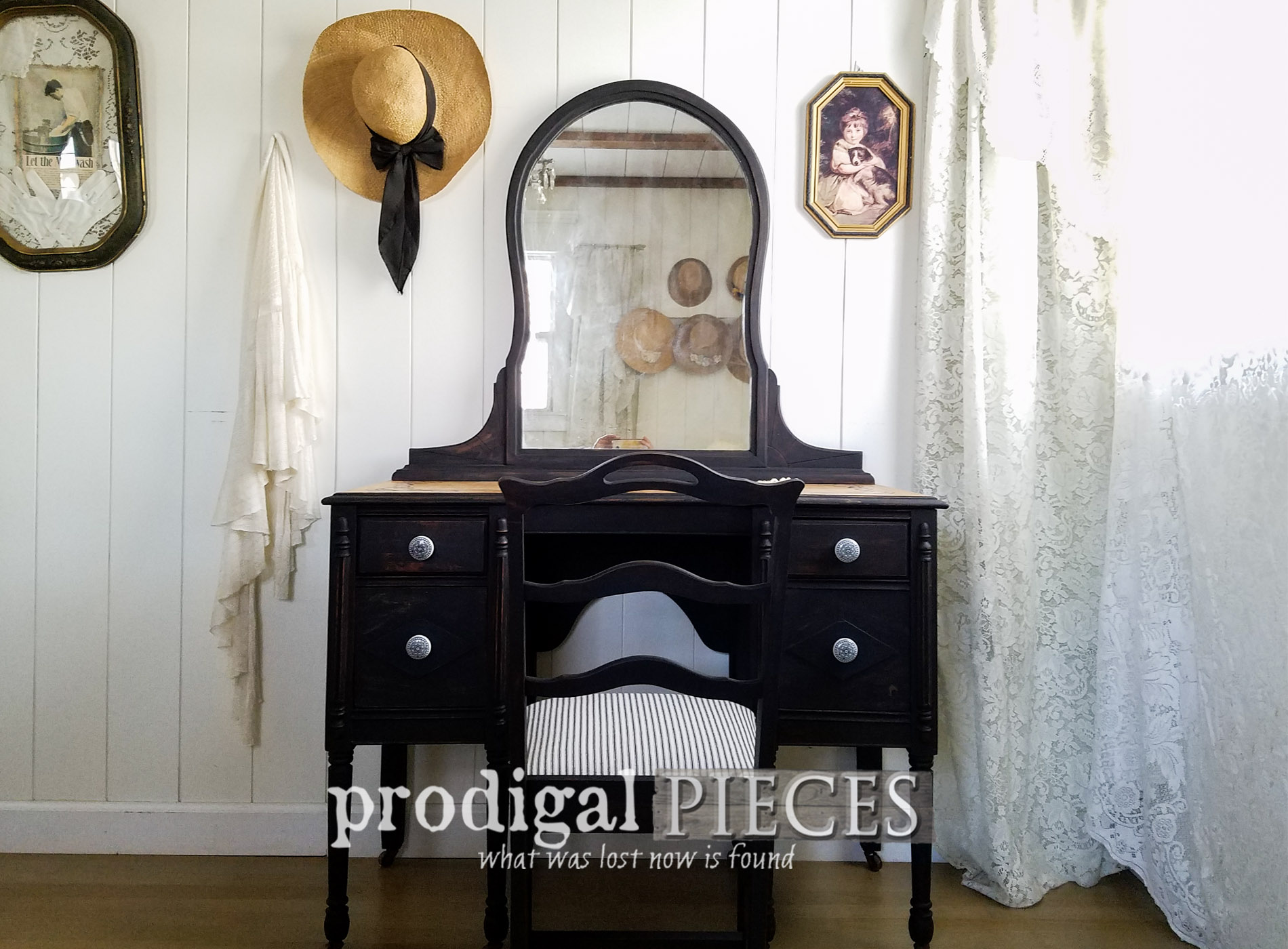 Black Antique Vanity ~ Rustic & Refined