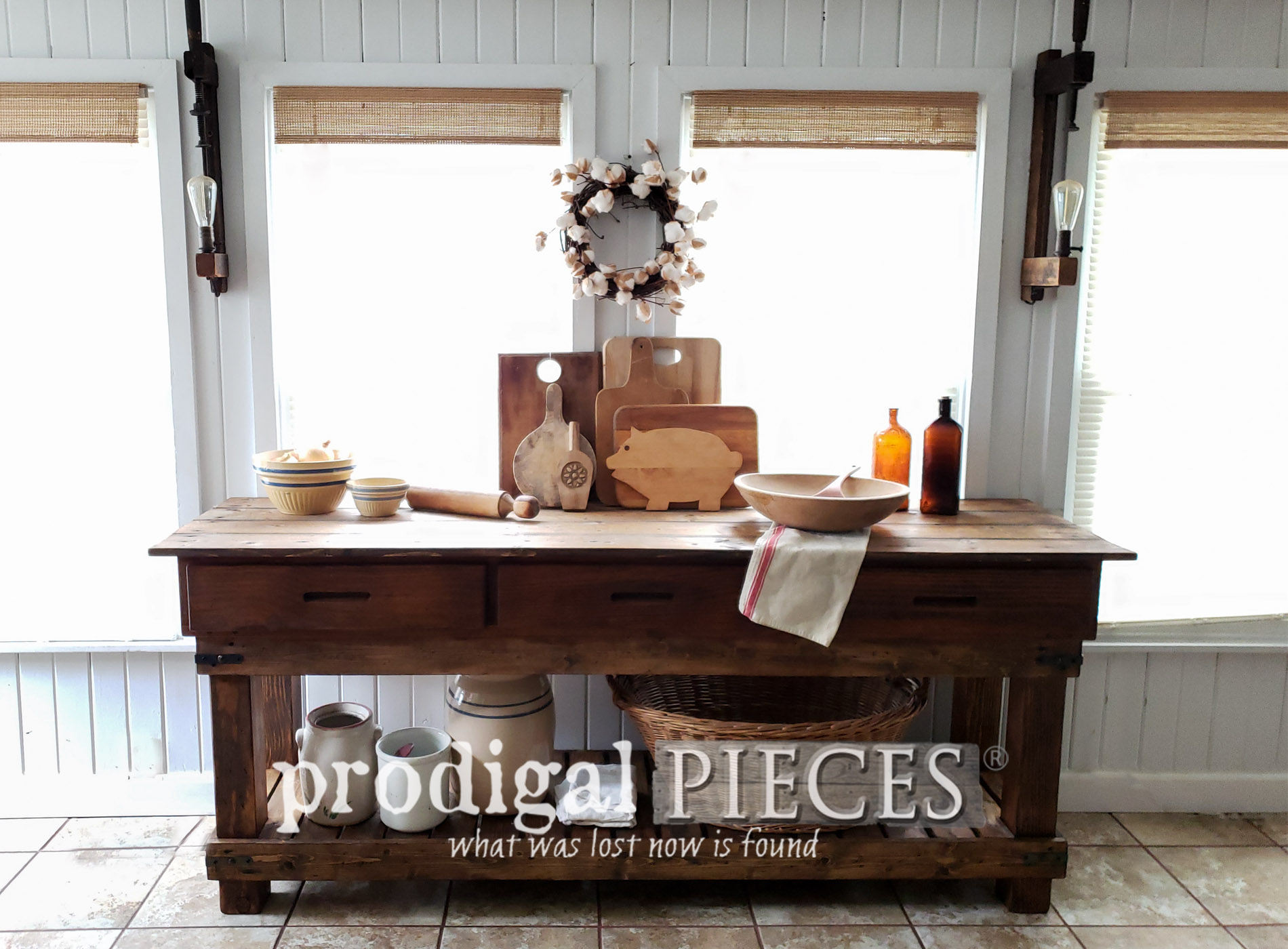 Reclaimed Workbench Made from Underbed Drawers