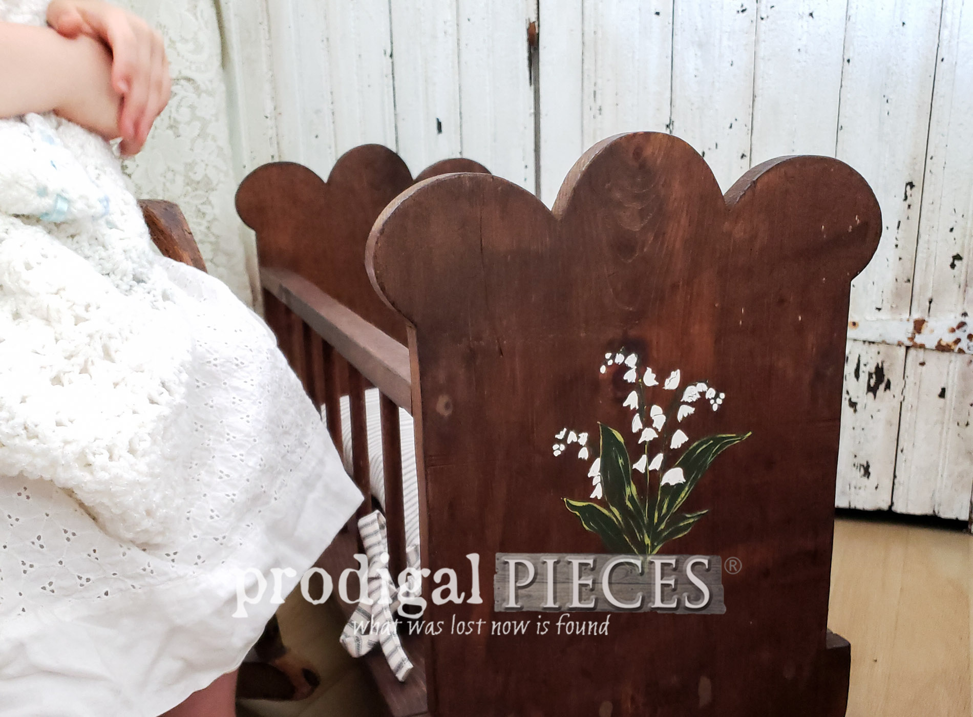 Wooden Doll Cradle Made Farmhouse Style