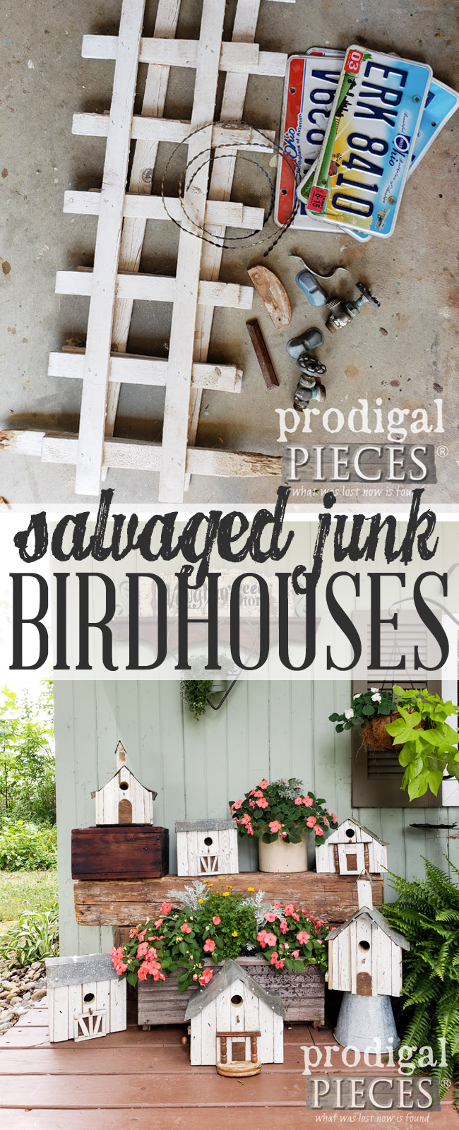 Get creative and build these salvaged junk birdhouses from what others deem trash. I call it trashure. Full DIY details at Prodigal Pieces | prodigalpieces.com prodigalpieces handmade diy homedecor