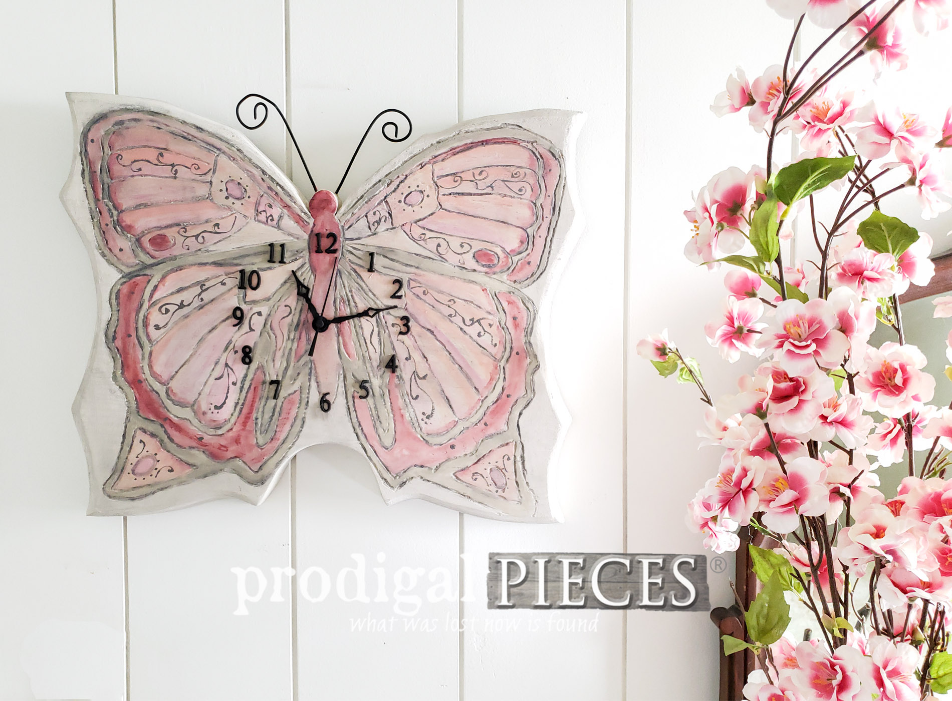 Upcycled Clock ~ Butterfly Wall Art