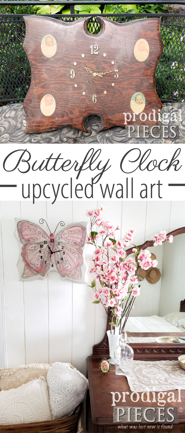 How beautiful! This trashed handmade wall clock was given new life as a beautiful butterfly by Larissa of Prodigal Pieces | Come see the DIY details at prodigalpieces.com
