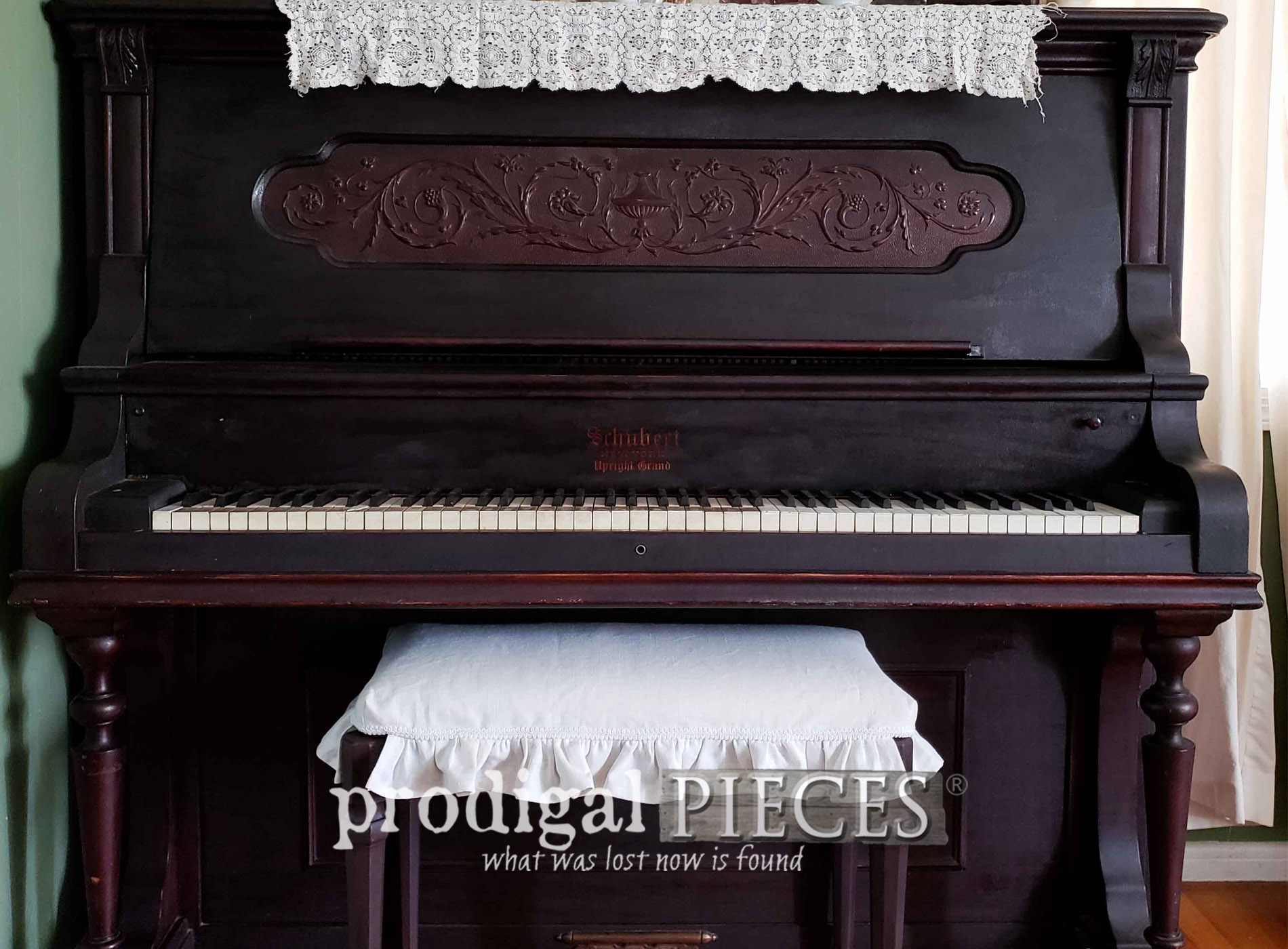 Piano Bench Makeover with DIY Furniture Lazy Susan